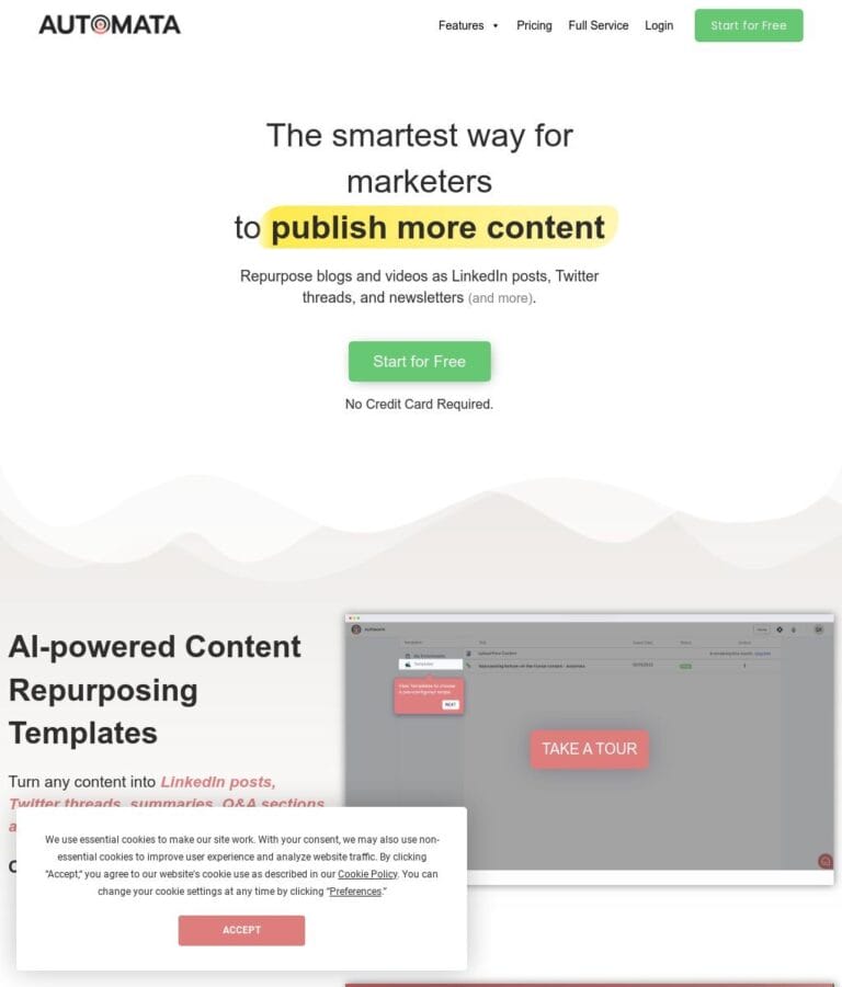 AI Content Repurposing Templates for marketers to transform blogs and videos into LinkedIn posts, Twitter threads, and newsletters. Thumbnail Image