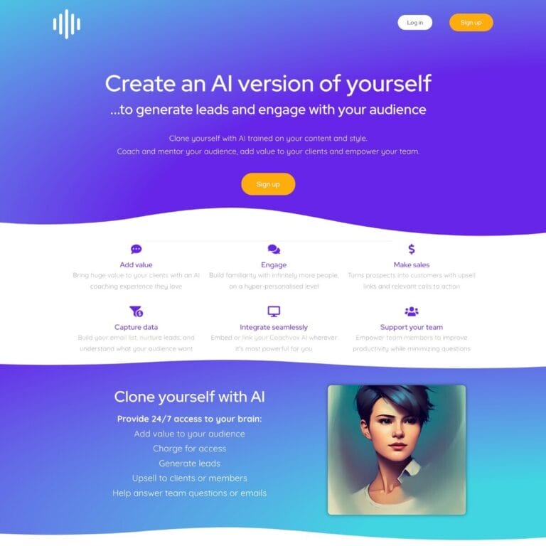 Coachvox AI: Personalized chatbots that replicate your style to boost leads for entrepreneurs, teachers, and coaches. Thumbnail Image