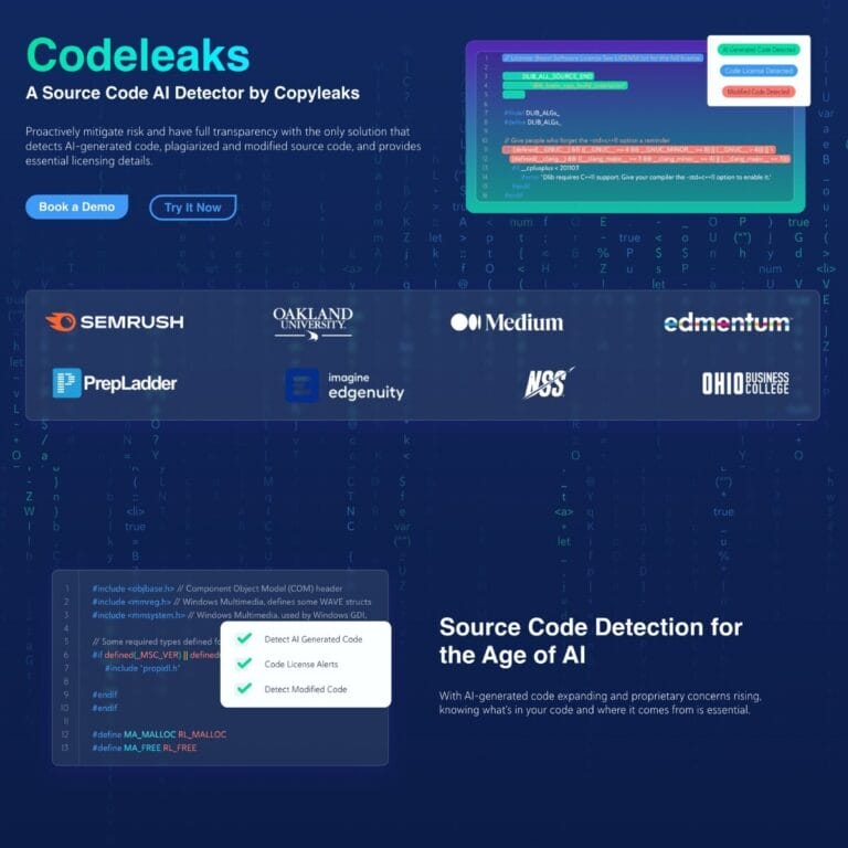 AI Code Detection Tool for Plagiarism and Modifications with Licensing Alerts, Multi-Language Support, LMS Integration, and Customizable API. Thumbnail Image