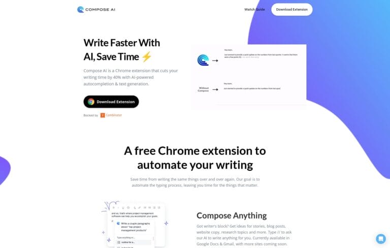Compose AI: Free Chrome extension for AI-driven text autocompletion and writing automation. Thumbnail Image