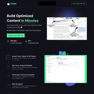 Cuppa AI tool for creating optimized SEO content