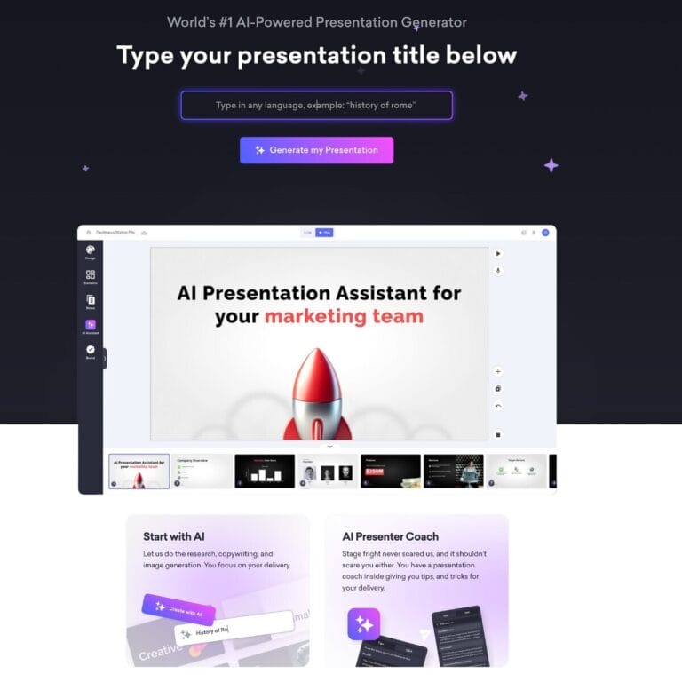 AI presentation tool that quickly creates personalized slides and improves content for impactful results. Thumbnail Image