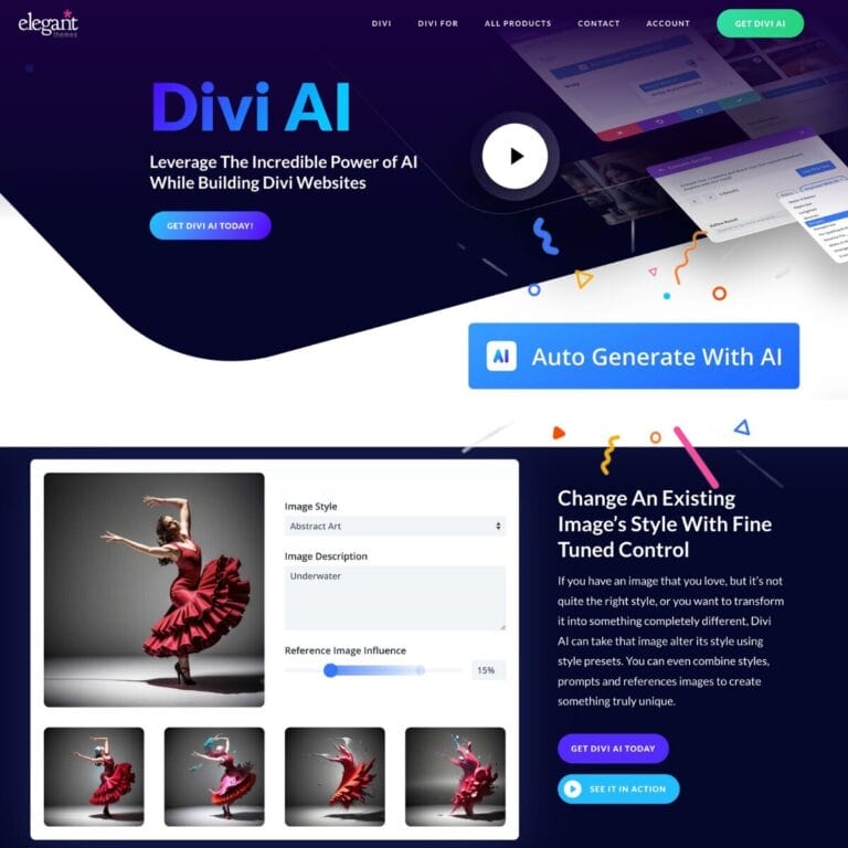 Divi AI: Smart AI page builder for customized content and images, streamlining web design with tailored suggestions. Thumbnail Image