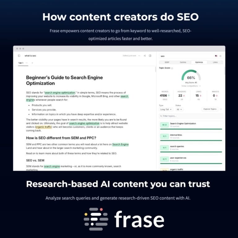 Keyword research, content briefs, and article optimization tools for effective SEO and content marketing. Thumbnail Image