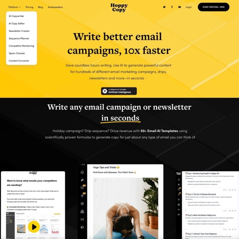 HoppyCoppy AI Copy Editor: Quickly write effective emails, generate unique content, and design eye-catching newsletters for your campaigns. Thumbnail Image