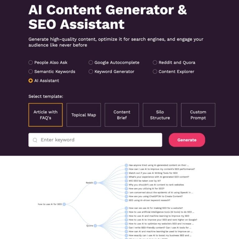 KeywordsPeople is an AI tool for keyword research, content ideas, and SEO planning, providing contextual keywords and automated topic clustering for a streamlined content strategy. Thumbnail Image