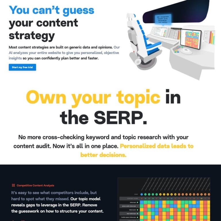 MarketMuse is an AI-powered SEO tool that helps professionals create optimized articles by suggesting topics, questions, and internal links. Thumbnail Image