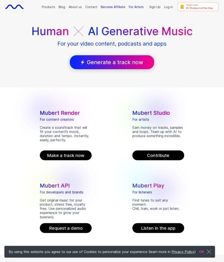 Mubert is a music app that helps creators easily make soundtracks for their content. Thumbnail Image