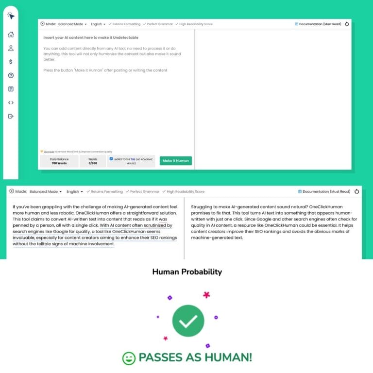 OneClickHuman converts AI text to human-like content, optimized for SEO. Use code AITOOLS for 60% off. Thumbnail Image