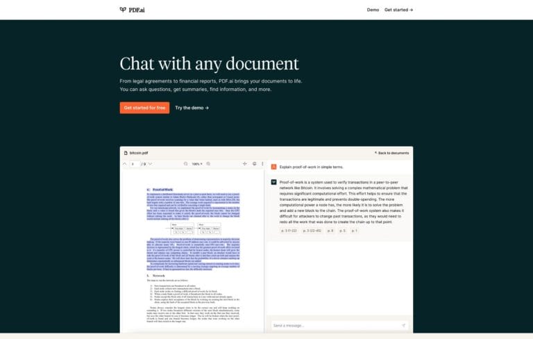 AI-Powered Document Chat: Interact with PDFs and documents for summaries, questions, and insights. Thumbnail Image