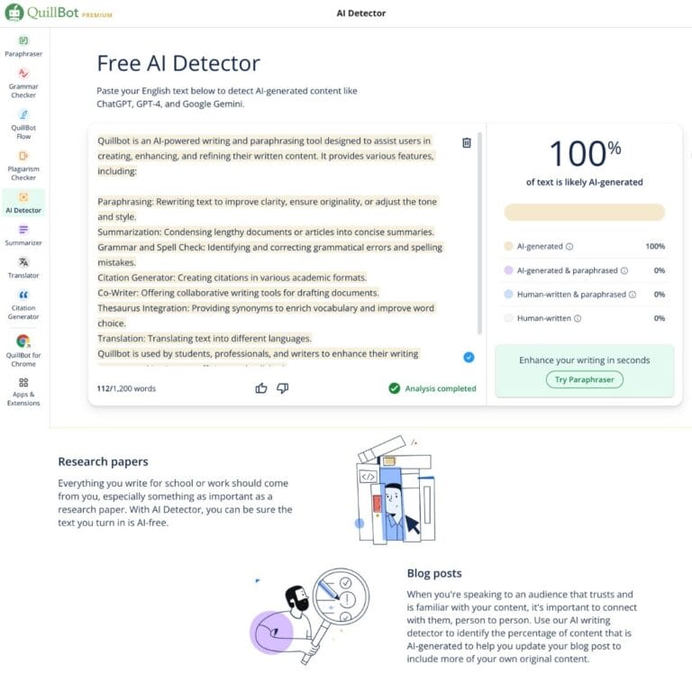 Quillbot: AI-powered writing tool for rephrasing, summarizing, and generating unique articles. Thumbnail Image