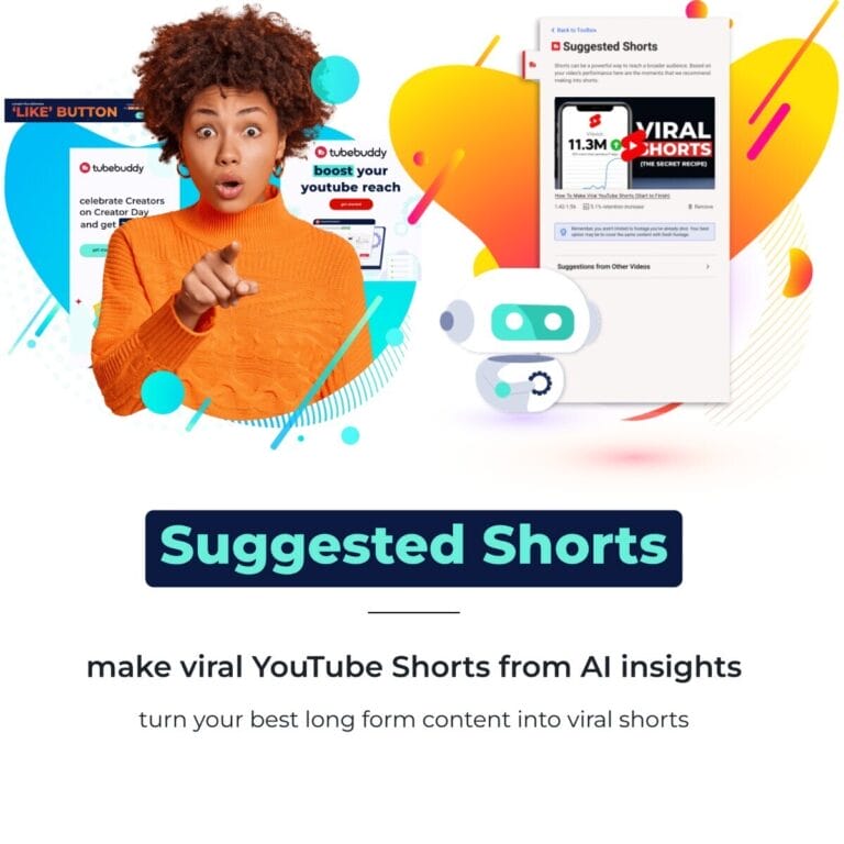 TubeBuddy's Suggested Shorts tool helps you find and create engaging YouTube Shorts from your existing videos. Thumbnail Image