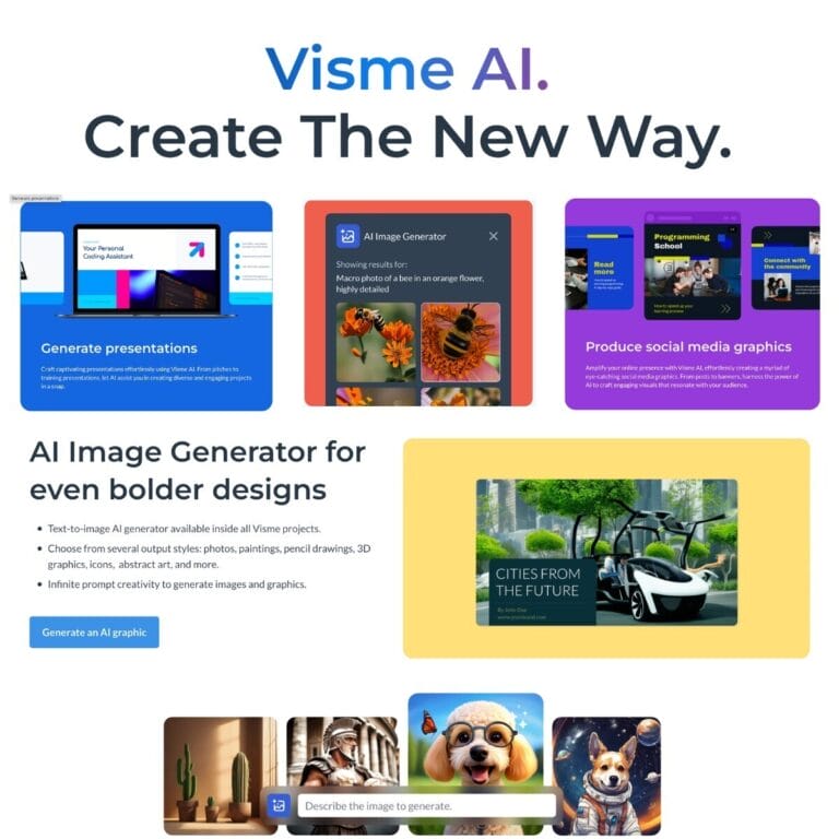 Visme AI is a design tool that uses AI for easy text writing, image editing, and text-to-speech, helping you quickly create presentations, social media graphics, and documents. Thumbnail Image