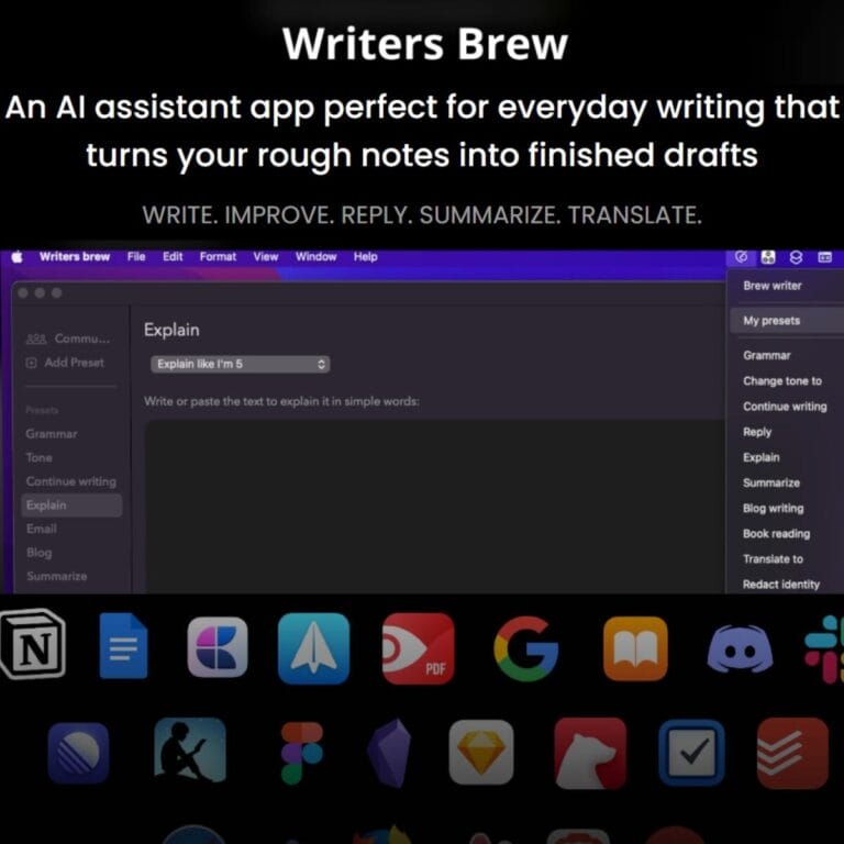 Writers Brew: A powerful writing app that turns notes into polished drafts with AI editing, text conversion, translations, and personalized tips. Thumbnail Image