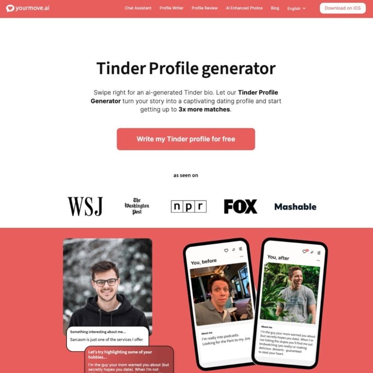 Generate creative Tinder bios in 30 seconds with personalized responses for better dating app success. Thumbnail Image