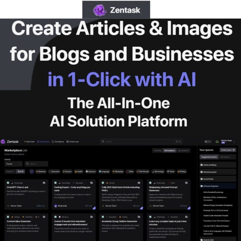 Zentask: AI-powered tool for quick content creation, SEO enhancement, customizable settings, and image generation. Thumbnail Image